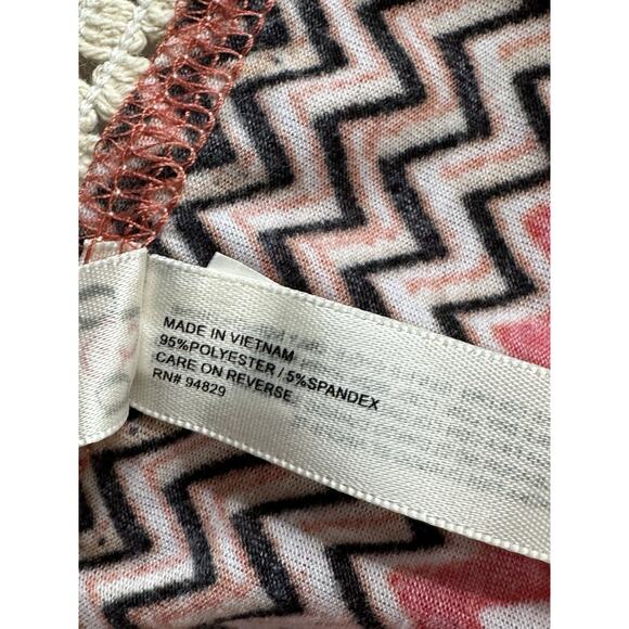 Maxi Skirt XL W/ Wide Waist Band Stretch Zig Zag Stripes Boho Hippie Whimsy - Picture 8 of 9